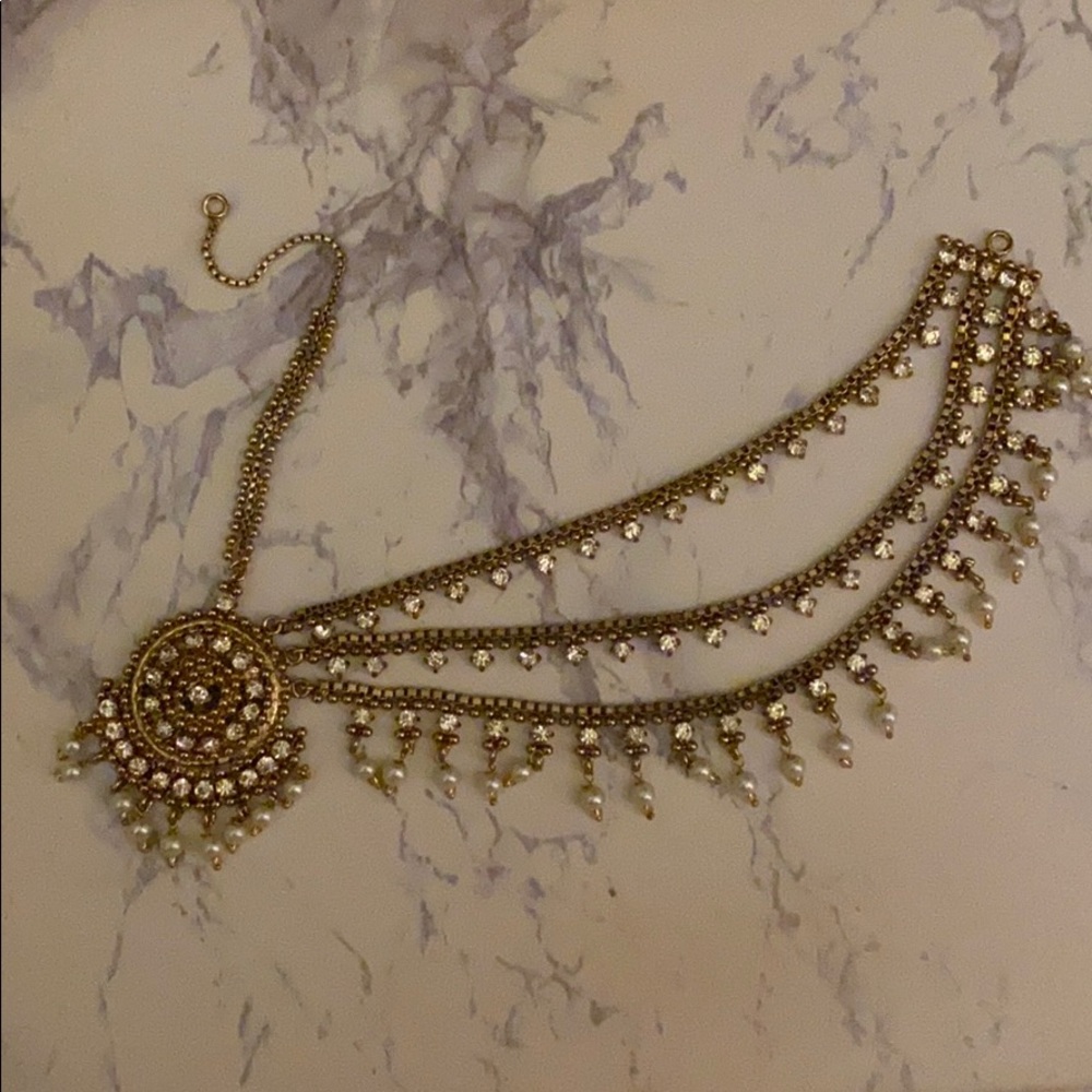 Bronze/Gold colored matha patti. Pakistani jewelry
